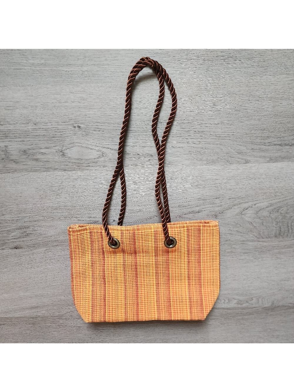 Women's Vintage Woven Striped Braided Straps Open Tote Shoulder Bag Handbag